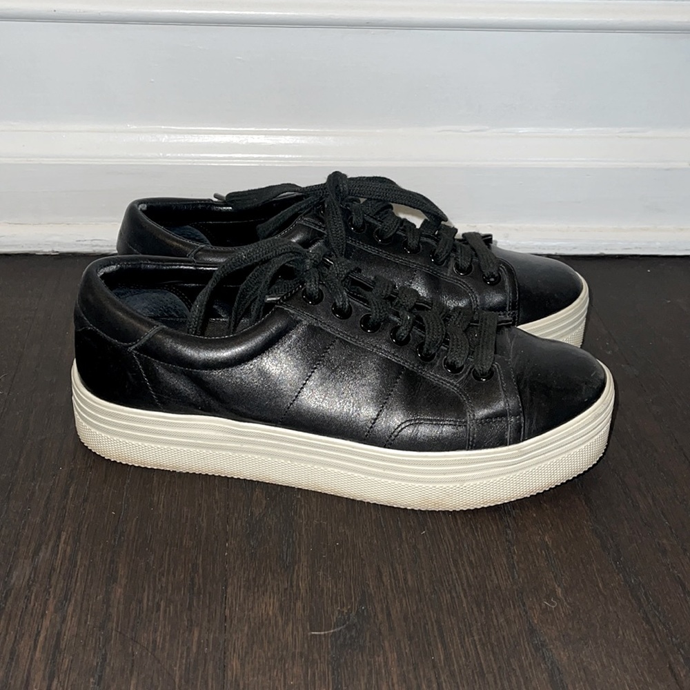 Marc Fisher Black Leather Platform Sneaker